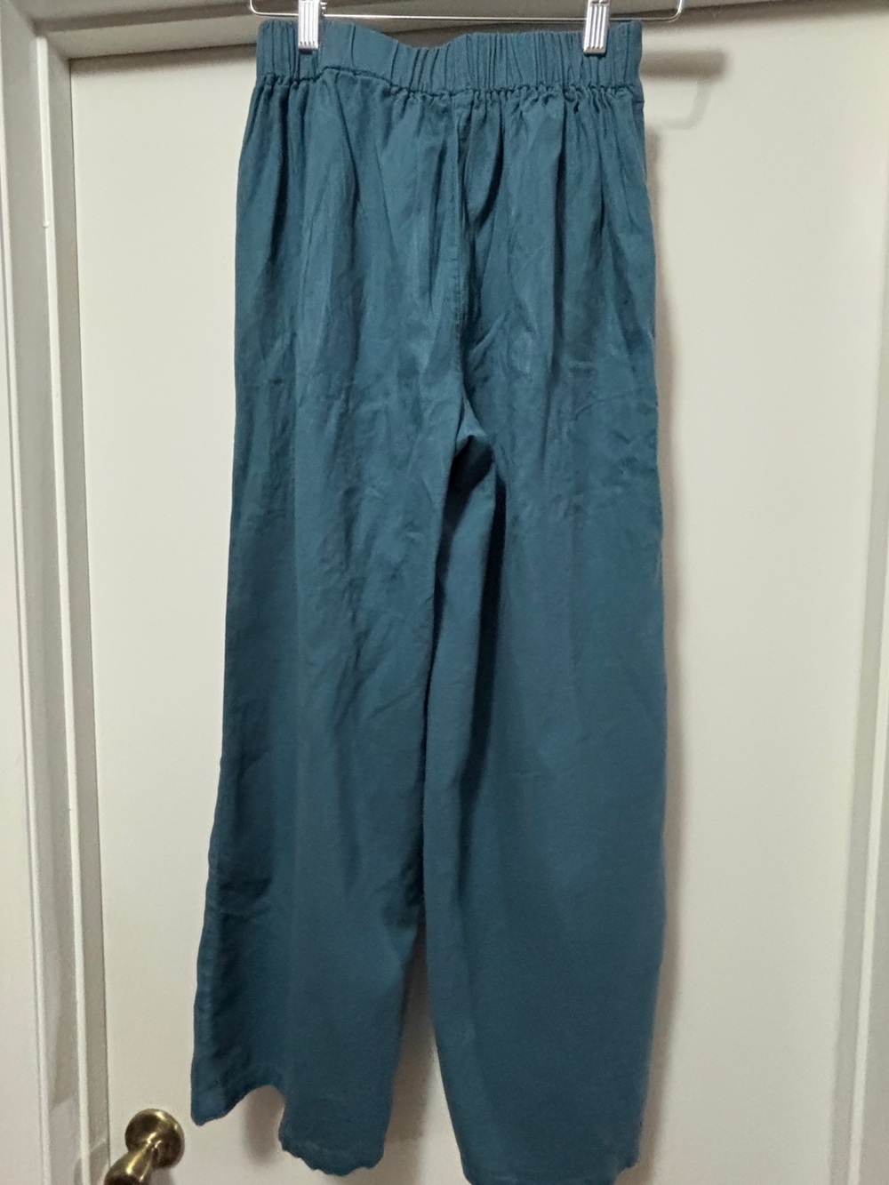 H/G Linen Blend Split Leg Culotte Pants Wide Leg Gaucho Pockets Blue S - Picture 3 of 10